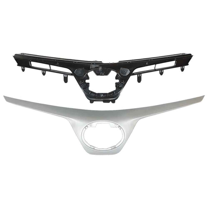 DURAFORCE Front Bumper Hood Upper&Lower Grille Mesh Grill For 17-19 Toyota Corolla SE XSE