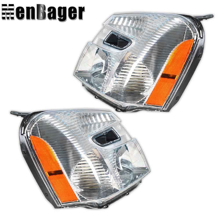 DURAFORCE Pair Headlamps Chrome Halogen For 2005 2007 2008 2009 Chevrolet Equinox w/o Bulb