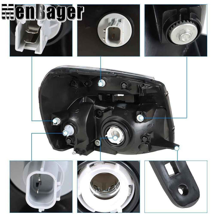 DURAFORCE Pair Headlamps Chrome Halogen For 2005 2007 2008 2009 Chevrolet Equinox w/o Bulb