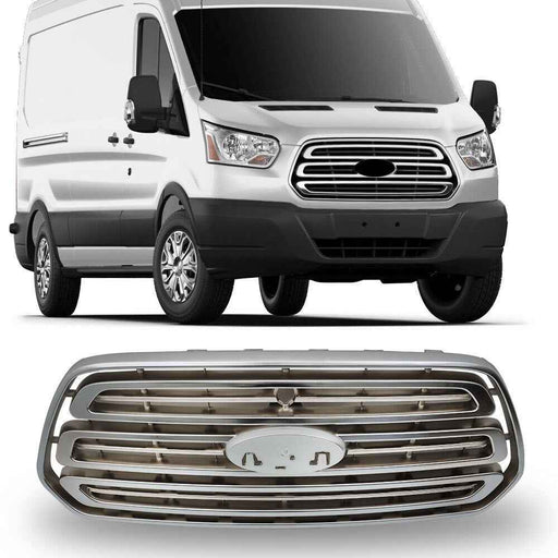 DURAFORCE Front Bumper Upper Grille Grill For 15-19 Ford Transit 150 250 350 Matte Chrome