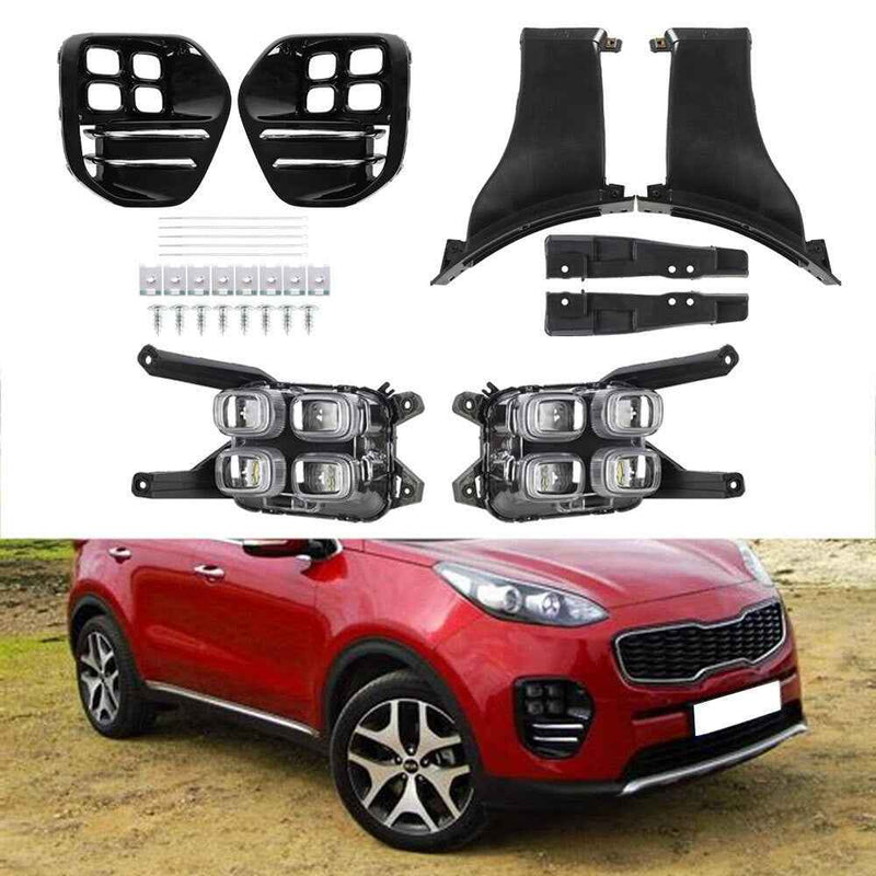DURAFORCE Fog Lights LED Lamps w/Bezel Kits For 2017-2018 Kia Sportage Right&Left Side