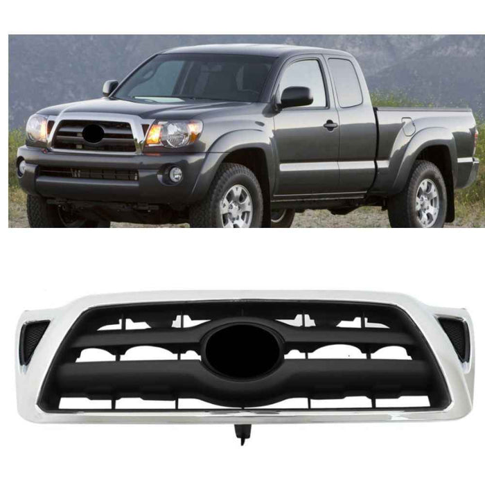DURAFORCE Front Grille 5310004360 For 2005 2006-2011 Toyota Tacoma Chrome Plastic Grill