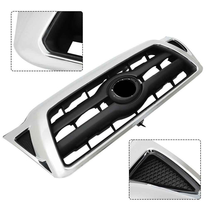 DURAFORCE Front Grille 5310004360 For 2005 2006-2011 Toyota Tacoma Chrome Plastic Grill