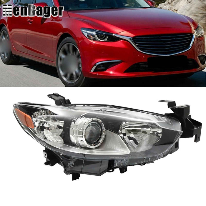 DURAFORCE Headlamp For 2014 2015 2016 2017 Mazda 6 Halogen Headlight Passenger Side Black