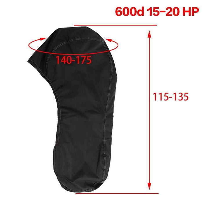 DURAFORCE 600D Black Boat Full Outboard Engine Cover Waterproof For 15-20HP Motor