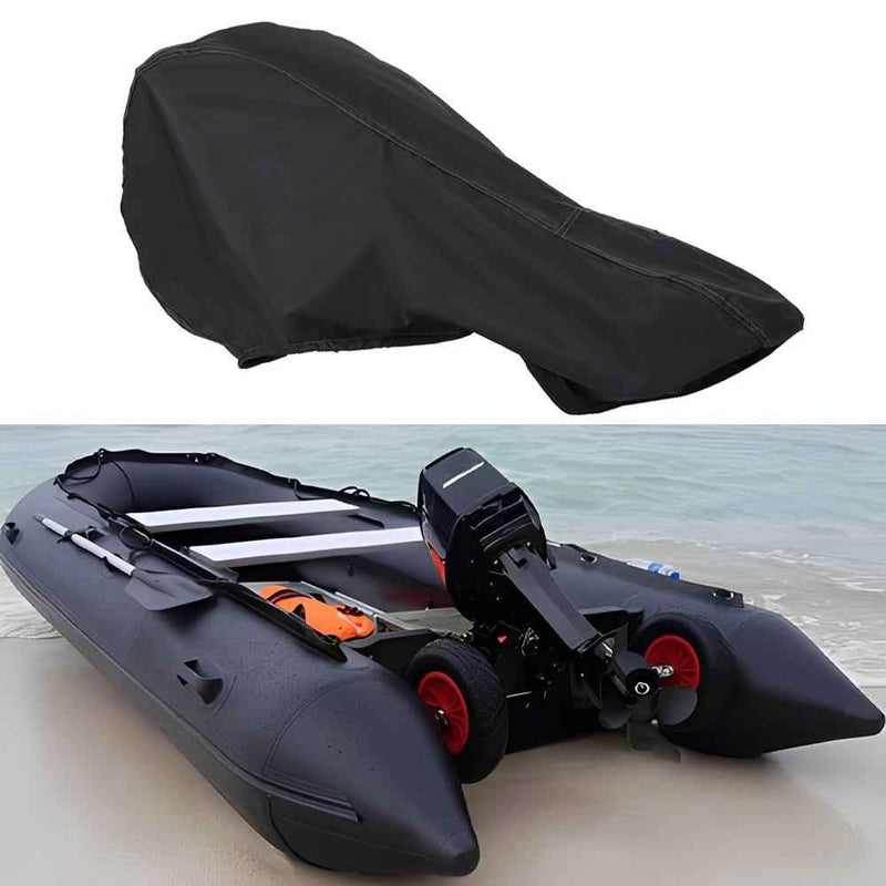DURAFORCE 600D Black Boat Full Outboard Engine Cover Waterproof For 15-20HP Motor