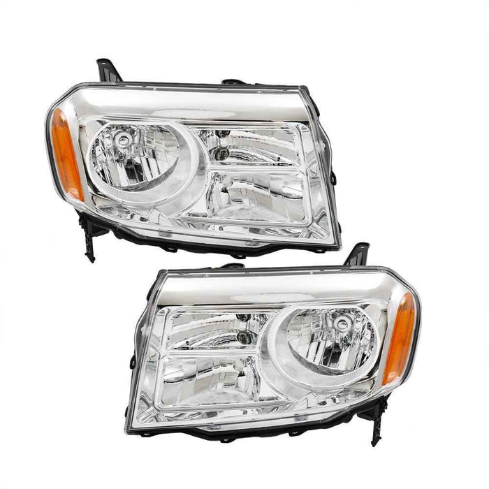 DURAFORCE Chrome Halogen Headlight Headlamp For 2012-2014 2015 Honda Pilot Left&Right Side