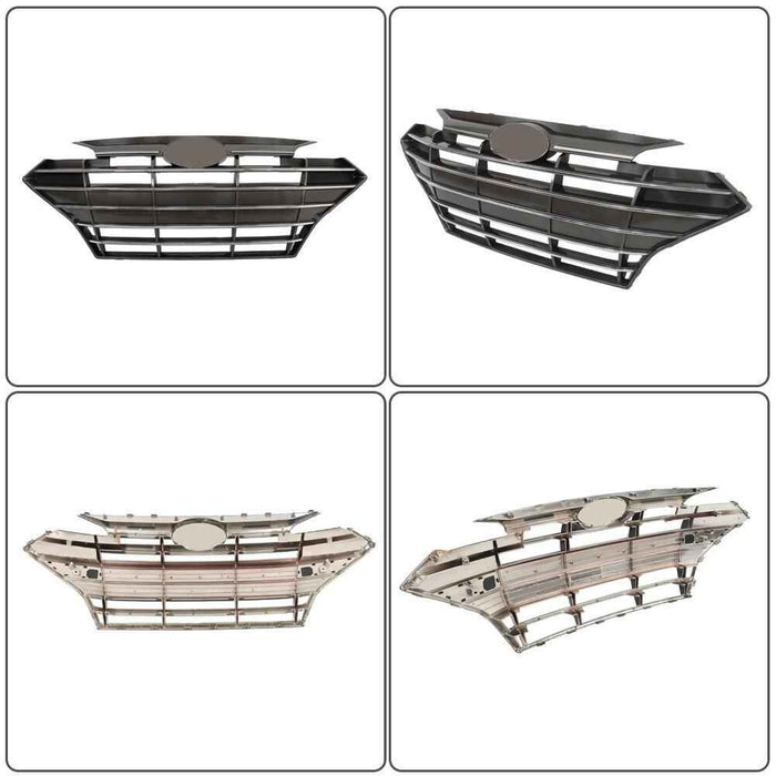 DURAFORCE Chrome Black Grill Complete For Hyundai Elantra 2019-20 Front Grille Fog Lights