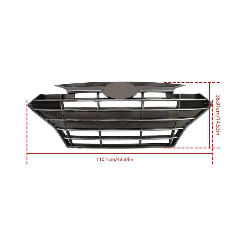 DURAFORCE Chrome Black Grill Complete For Hyundai Elantra 2019-20 Front Grille Fog Lights