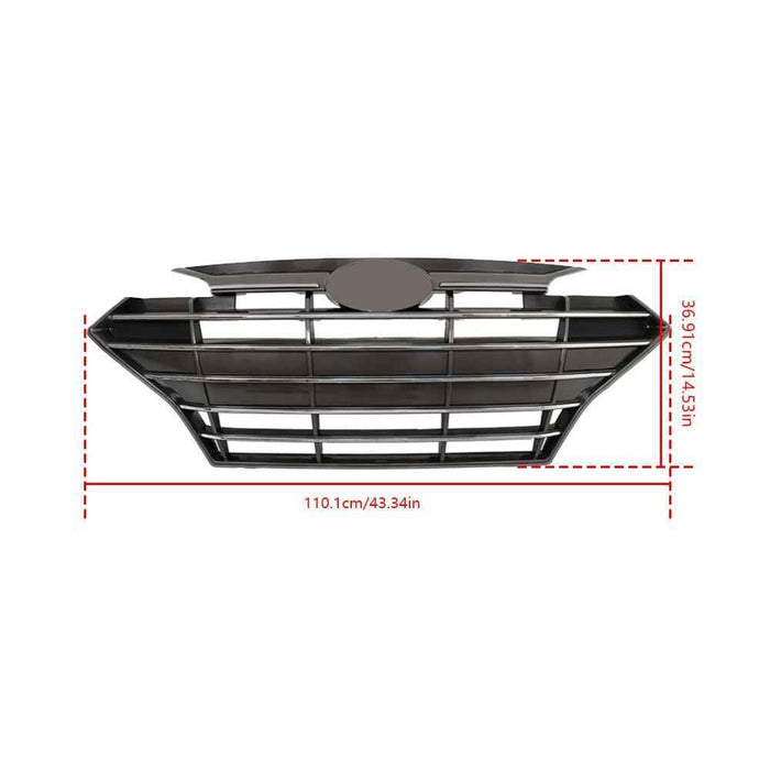 DURAFORCE Chrome Black Grill Complete For Hyundai Elantra 2019-20 Front Grille Fog Lights