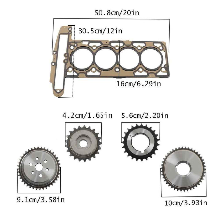 DURAFORCE Timing Chain Kit For 2008-15 Chevy Malibu Equinox GMC 2.4 MLS Head Gasket Set