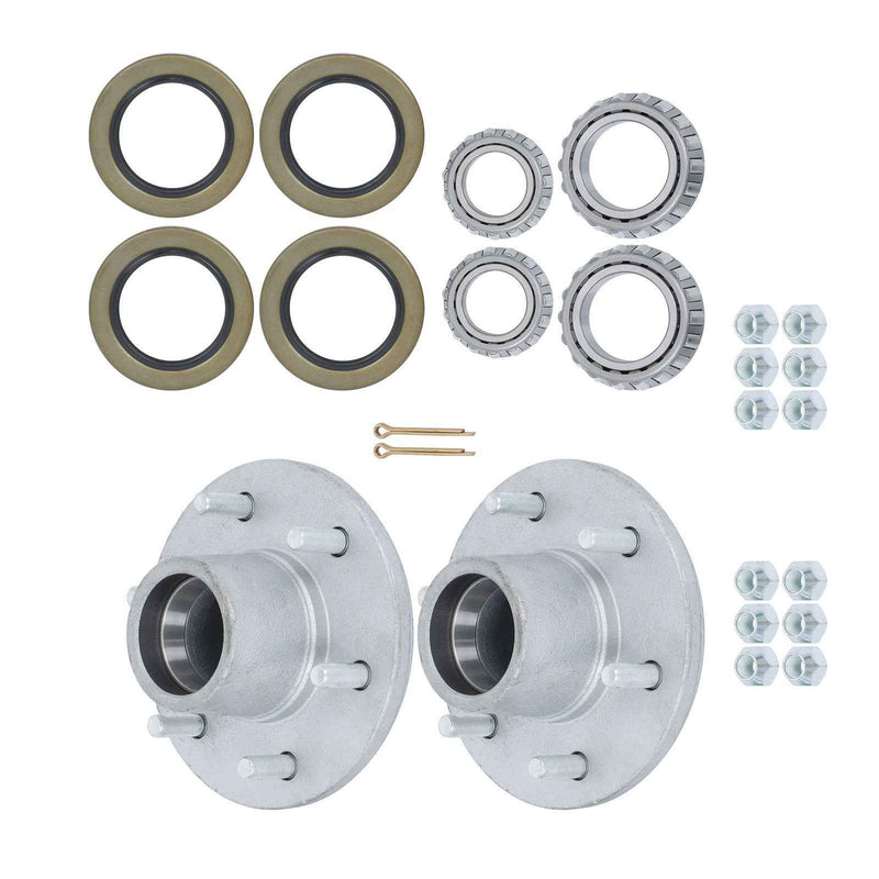 DURAFORCE 2PK Boat Trailer Galvanized Hubs 6 Lug 6 on 5.5" 15123×25580 Bearings For 6000Lb