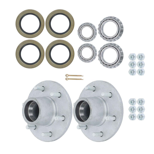 DURAFORCE 2PK Boat Trailer Galvanized Hubs 6 Lug 6 on 5.5" 15123×25580 Bearings For 6000Lb