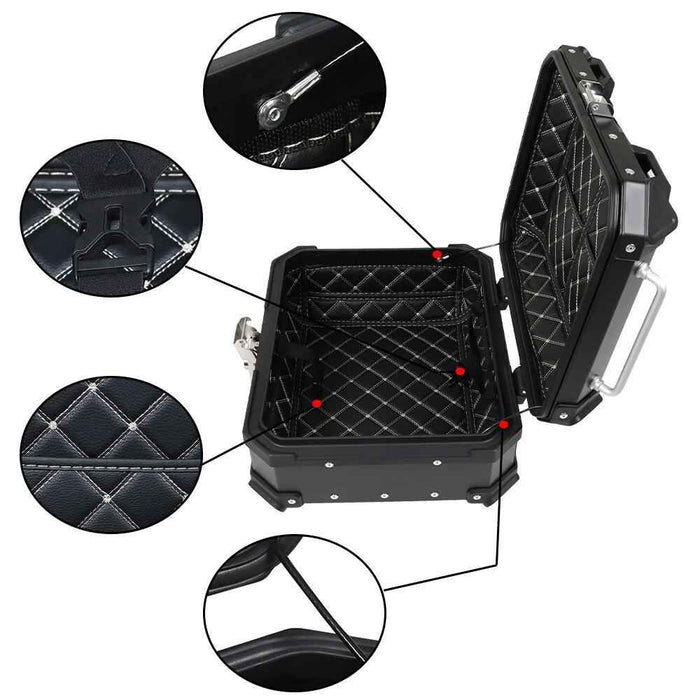 DURAFORCE Rear Top Case Luggage Tour Tail Tool Box Lock 22L Motorcycle Aluminum Trunk