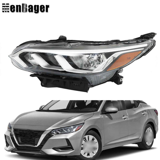 DURAFORCE Halogen Headlight For 2020 2021 2022 Nissan Sentra S/SV Left Side Black Housing