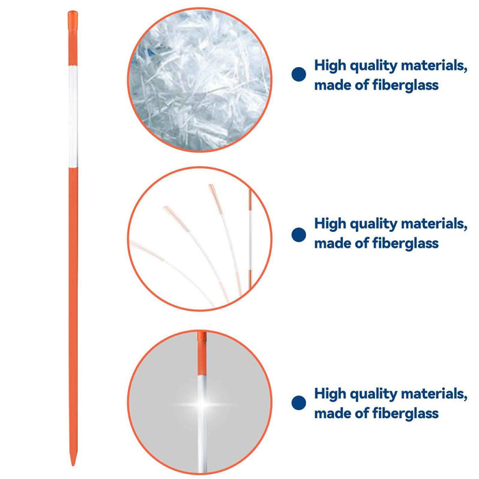 DURAFORCE Driveway Markers with Reflective Tape Snow Stakes 100Pcs 48in-5/16"