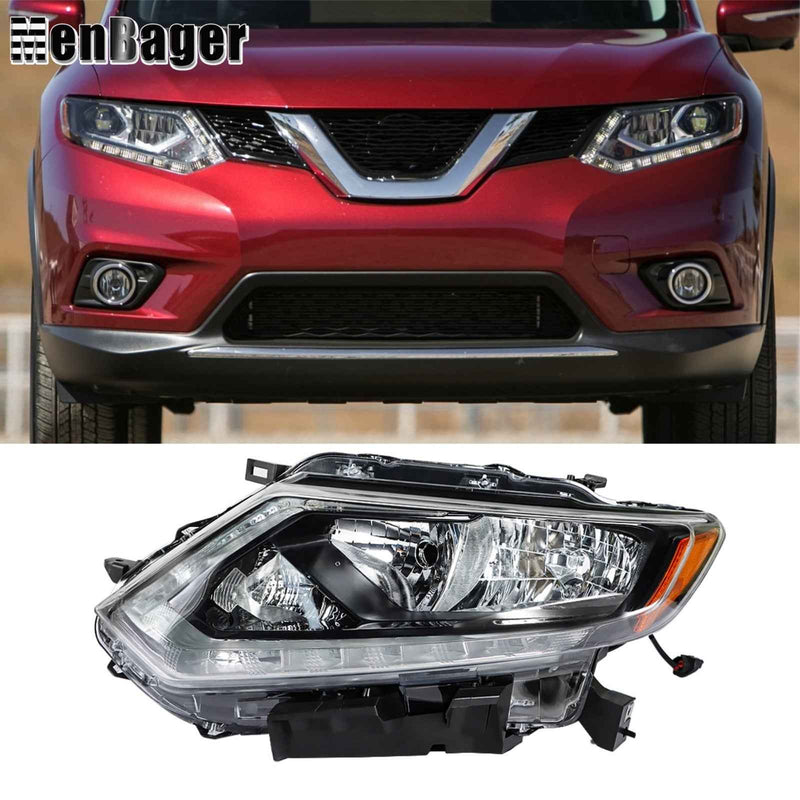 DURAFORCE Headlight For 2014 2015 2016 Nissan Rogue Halogen Headlamp Driver Side Chrome