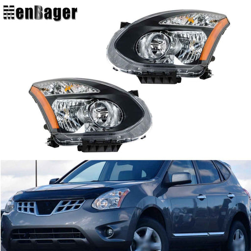 DURAFORCE LH&RH Headlights For 2008-2013 Nissan Rogue/14-15 Rogue Select Halogen Headlamps