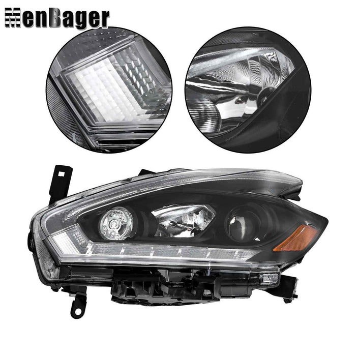 DURAFORCE Driver Side Projector Halogen Headlight w/ LED DRL For 2018 Nissan Murano Black