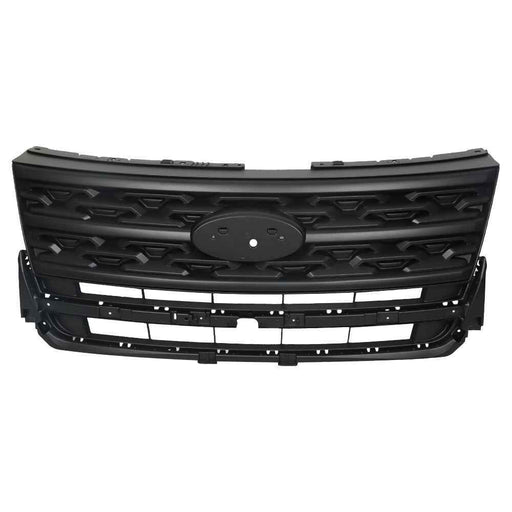DURAFORCE For Ford Explorer 2018-2019 Front Bumper Upper Grille Matte Black ABS Plastic