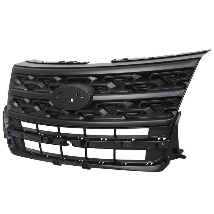 DURAFORCE For Ford Explorer 2018-2019 Front Bumper Upper Grille Matte Black ABS Plastic