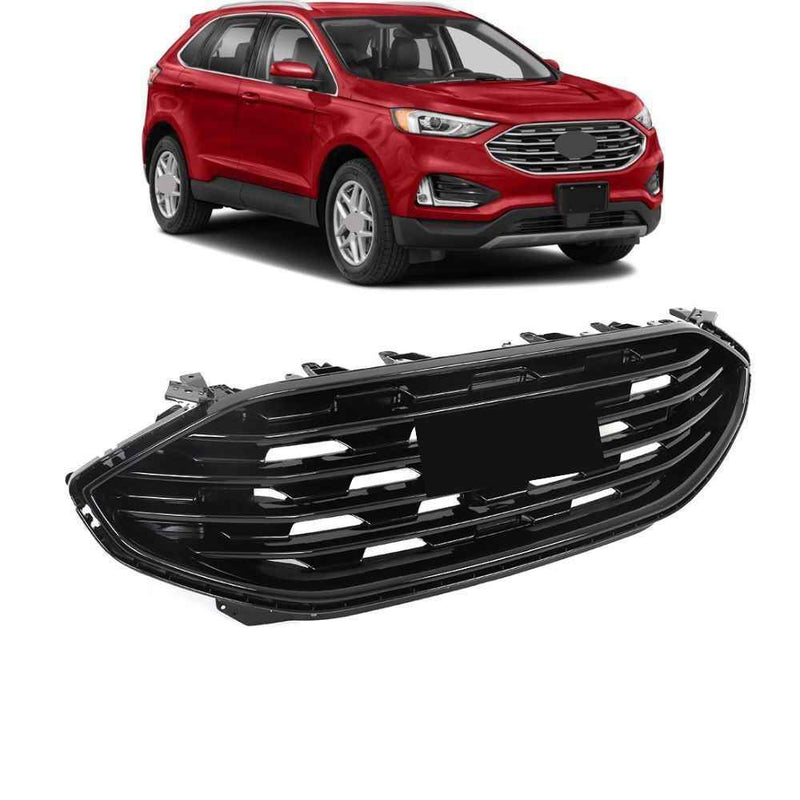 DURAFORCE Front Upper Bumper Grill Grille Gloss Black For Ford Edge SE SEL 2019 2020-2022