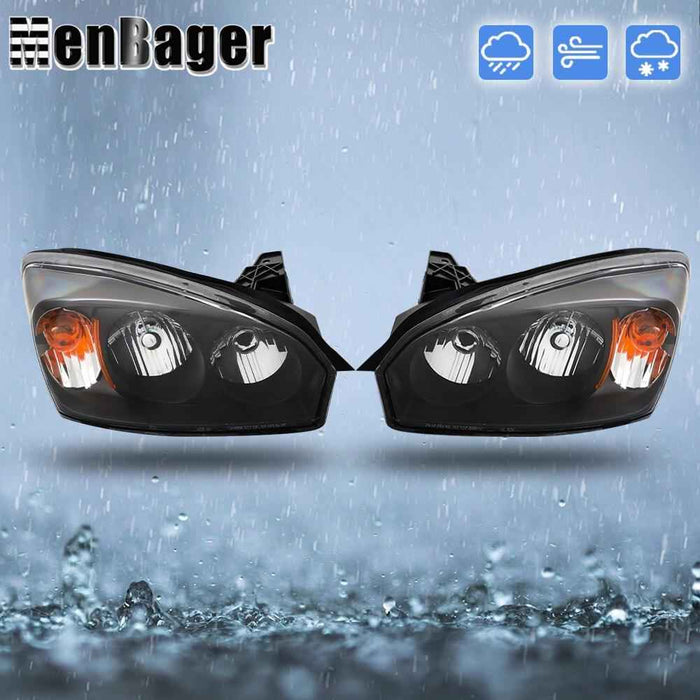 DURAFORCE Black Housing Projector Passenger & Driver Headlights For 2004-2008 Chevy Malibu