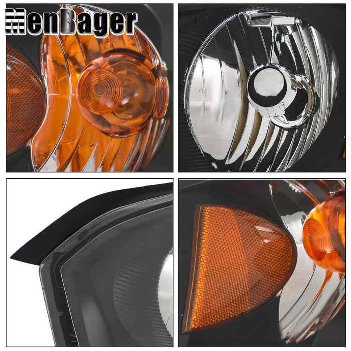 DURAFORCE Black Housing Projector Passenger & Driver Headlights For 2004-2008 Chevy Malibu