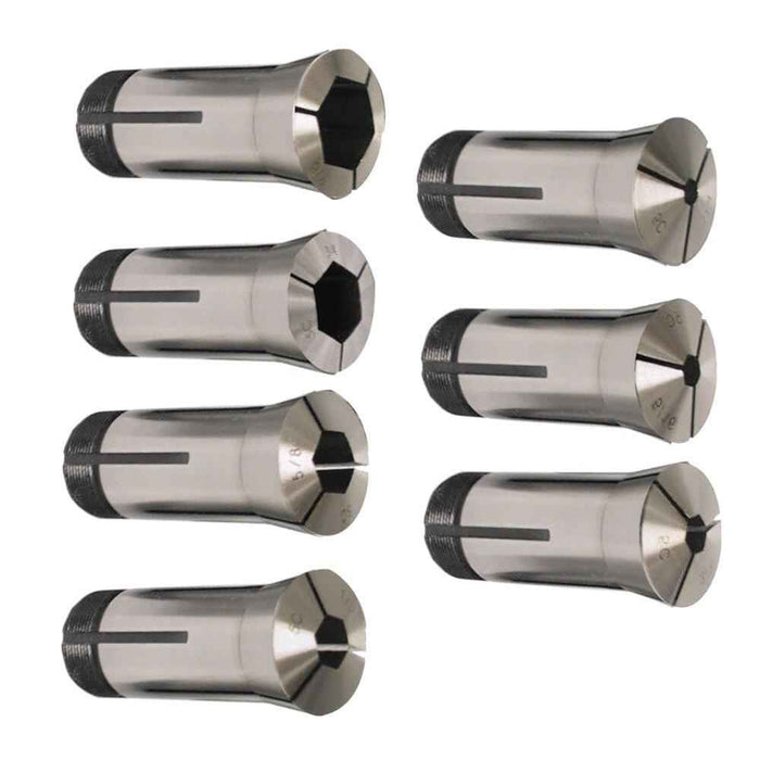 DURAFORCE 7 Pack Durable 5C Hex. Collet Set 1/4" 5/16" 3/8" 1/2" 5/8" 3/4" 7/8" 0.0006TIR