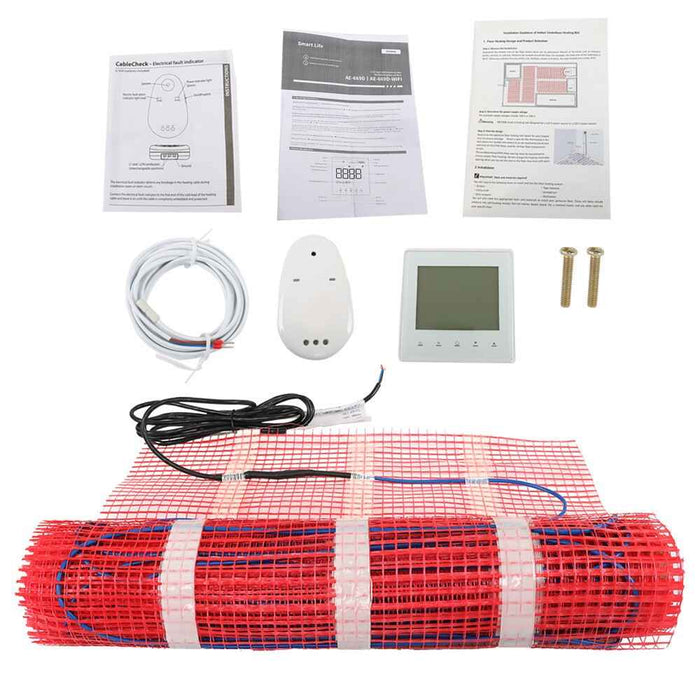 DURAFORCE 15 Sqft Electric Radiant Floor Heat System Floor Heat Mat 120 V W/ Thermostat