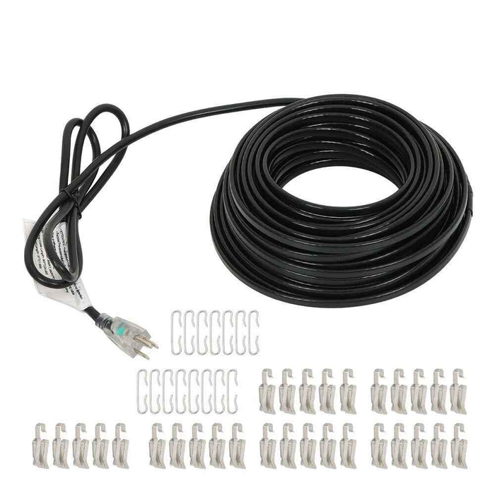 DURAFORCE 80 Feet Heat Tape W/ Aluminum Clip Hook Roof Heat Cable Snow De-icing Kit 8W/FT