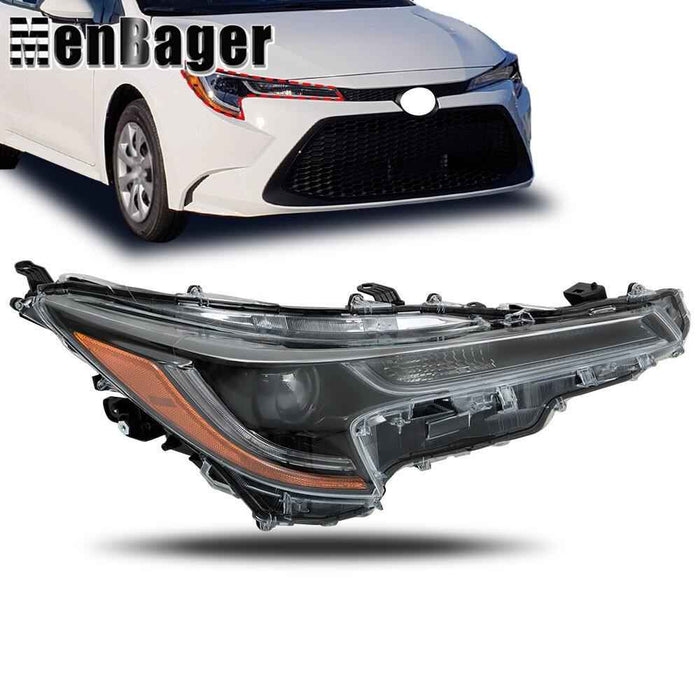 DURAFORCE Right Side Headlight LED Headlamp For 2020-22 Toyota corolla L LE Black Housing