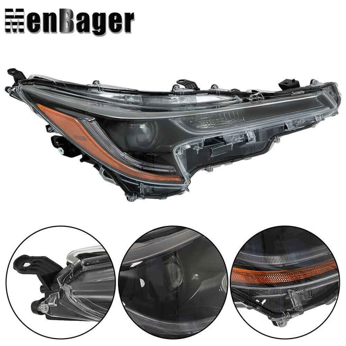 DURAFORCE Right Side Headlight LED Headlamp For 2020-22 Toyota corolla L LE Black Housing