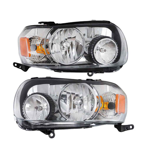 DURAFORCE Left+Right [Halogen Type] Headlights Headlamps For 2005-2007 Ford Escape Chrome