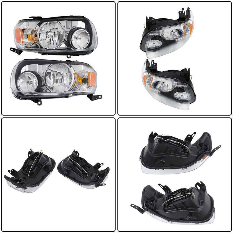 DURAFORCE Left+Right [Halogen Type] Headlights Headlamps For 2005-2007 Ford Escape Chrome