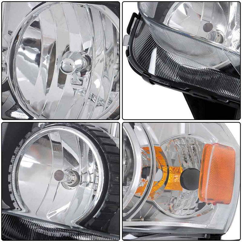 DURAFORCE Left+Right [Halogen Type] Headlights Headlamps For 2005-2007 Ford Escape Chrome
