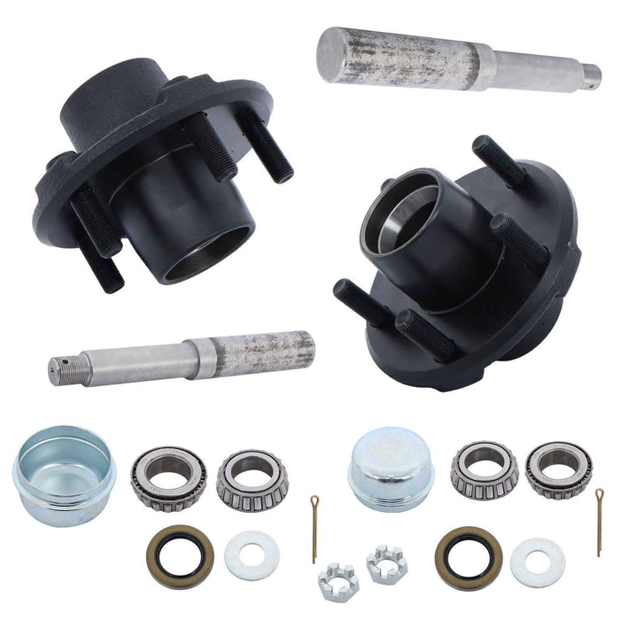 DURAFORCE 5 on 4.5" Trailer Hub Kit and 1" Round BT8 Spindle W/Trailer Bearing 2Pack