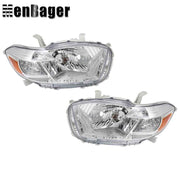 DURAFORCE Pair For 2008 2009 2010 Toyota Highlander Headlights Chrome Housing Halogen Type