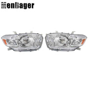 DURAFORCE Pair For 2008 2009 2010 Toyota Highlander Headlights Chrome Housing Halogen Type