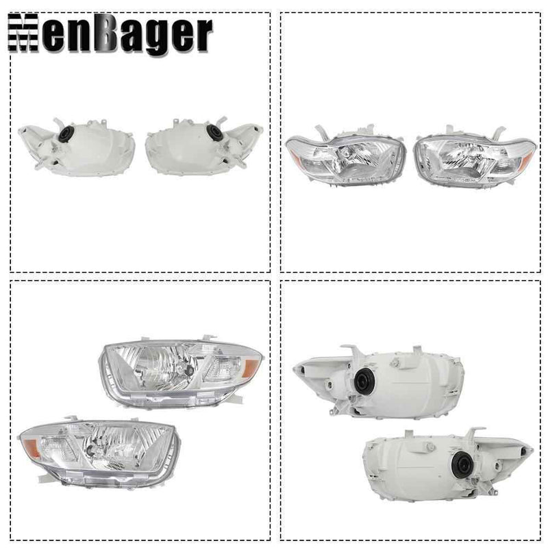 DURAFORCE Pair For 2008 2009 2010 Toyota Highlander Headlights Chrome Housing Halogen Type
