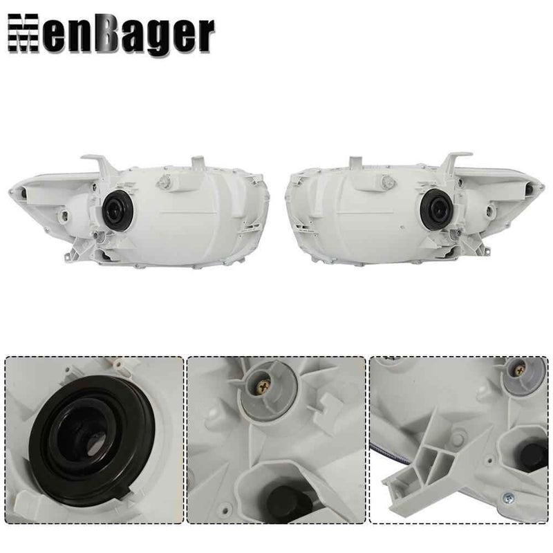 DURAFORCE Pair For 2008 2009 2010 Toyota Highlander Headlights Chrome Housing Halogen Type