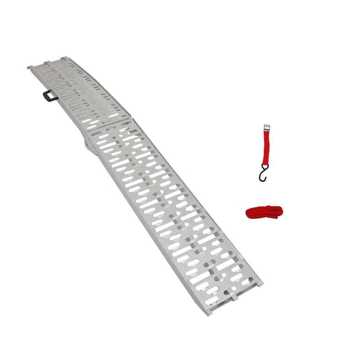 DURAFORCE 750 lbs New Aluminum ATV UTV Folding Motorcycle Lawn Mower Loading Arched Ramps