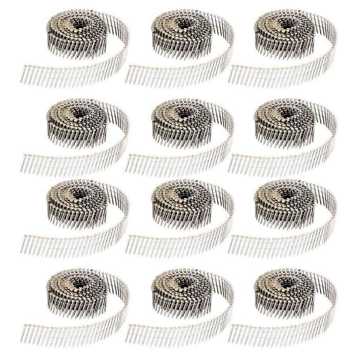DURAFORCE 3600 Pack 1-1/2" × .09" Ring Shank Stainless Siding Nails Wire Coil 15 Degree