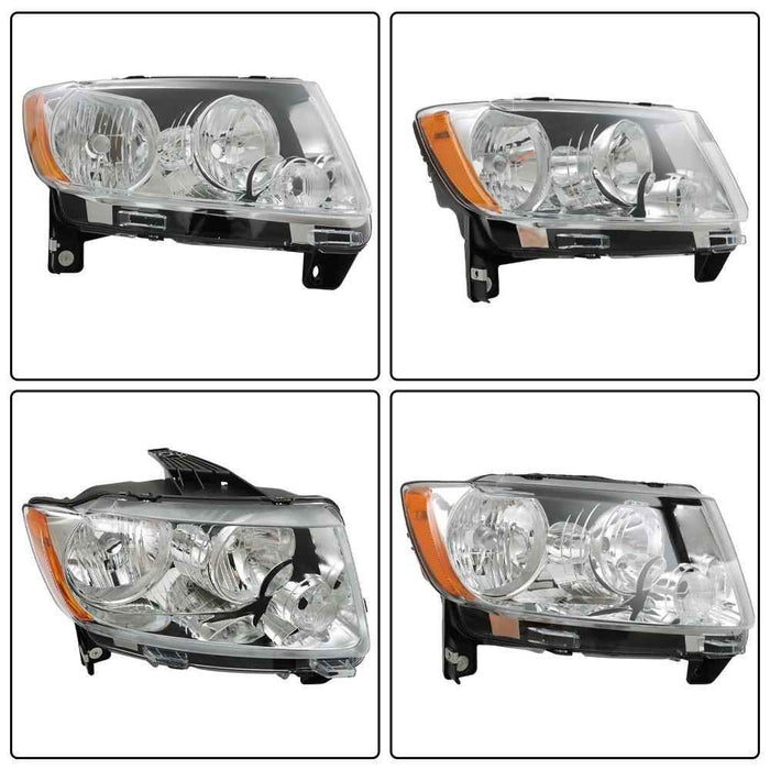 DURAFORCE Halogen For 2011-2012-13 Jeep Grand Cherokee 11-17 Compass Headlight Left&Right