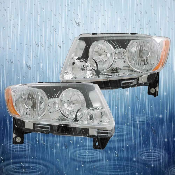 DURAFORCE Halogen For 2011-2012-13 Jeep Grand Cherokee 11-17 Compass Headlight Left&Right