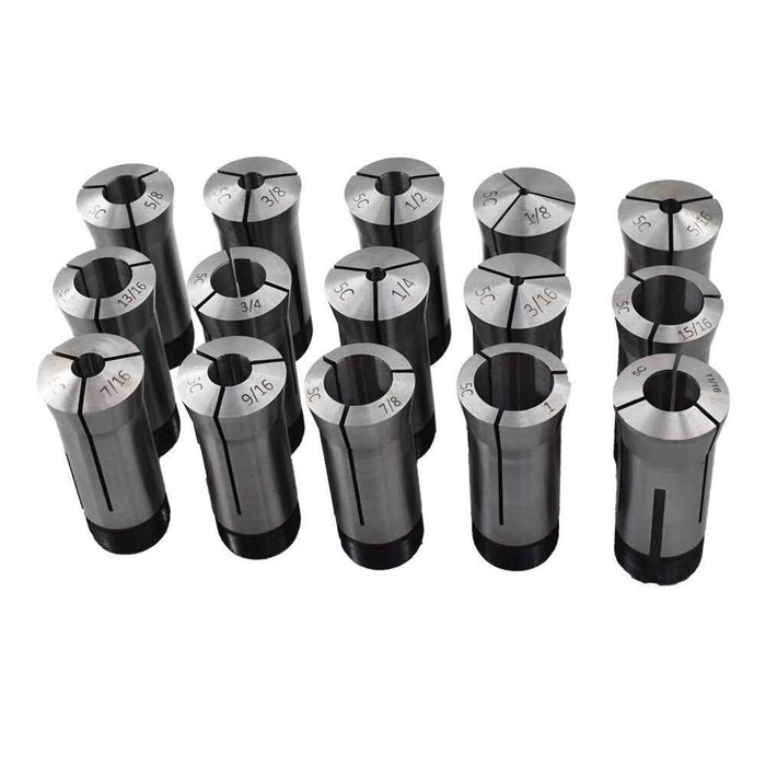 DURAFORCE 15 Pack Precision 5C Round Collet Set Fractional 1/8" To 1" For Milling Lathe