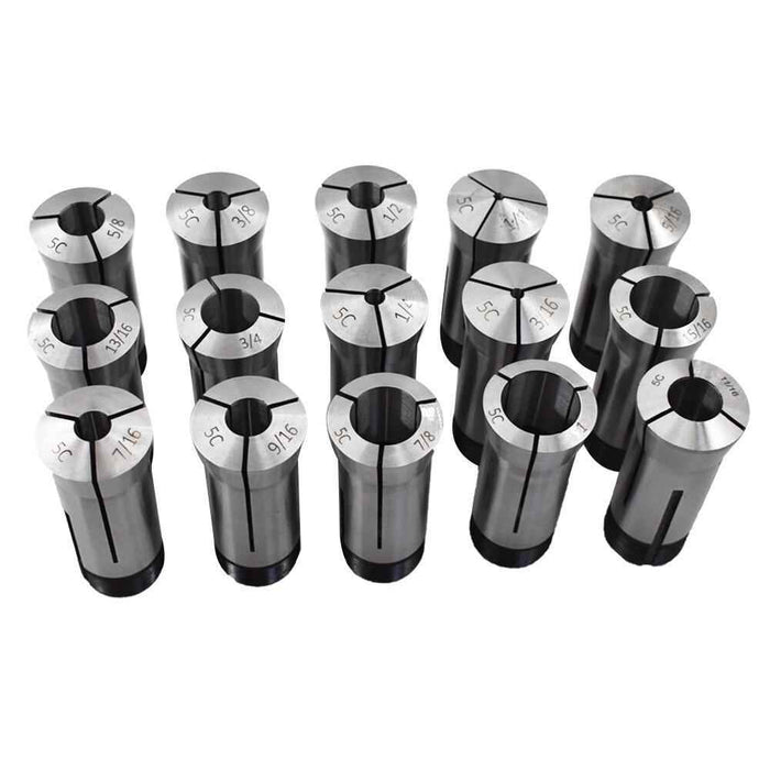 DURAFORCE 15 Pack Precision 5C Round Collet Set Fractional 1/8" To 1" For Milling Lathe