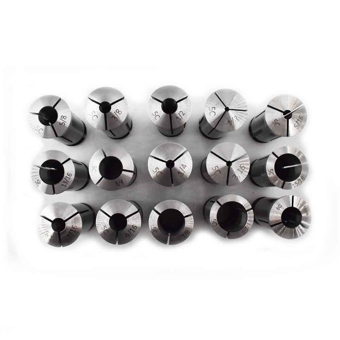 DURAFORCE 15 Pack Precision 5C Round Collet Set Fractional 1/8" To 1" For Milling Lathe