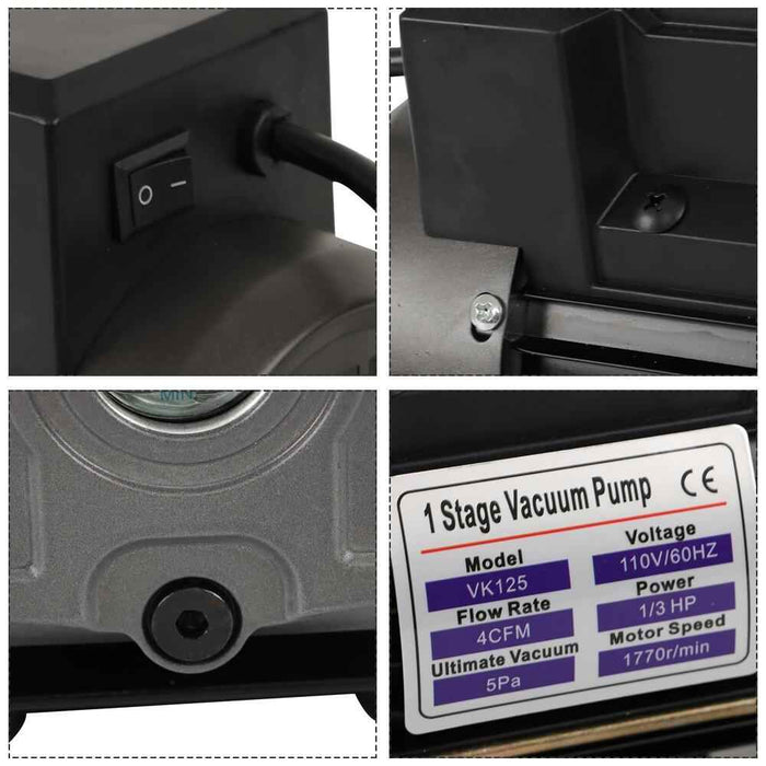 DURAFORCE 1/3HP 4CFM Aluminum Air Vacuum Pump Manifold Gauge Set HVAC AC Refrigerant Kit