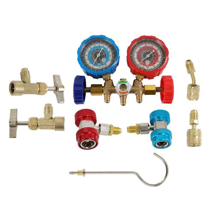 DURAFORCE 1/3HP 4CFM Aluminum Air Vacuum Pump Manifold Gauge Set HVAC AC Refrigerant Kit